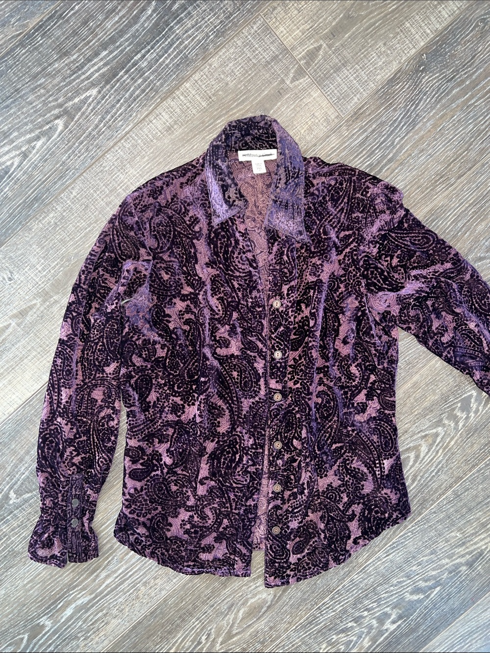 Velvet Paisley Button-Up Shirt